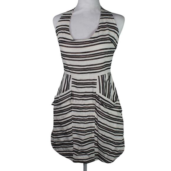 ALC Hudson Halter Mini Dress Stripe Pockets White Black *Altered* As Is Size 4 - Picture 11 of 11